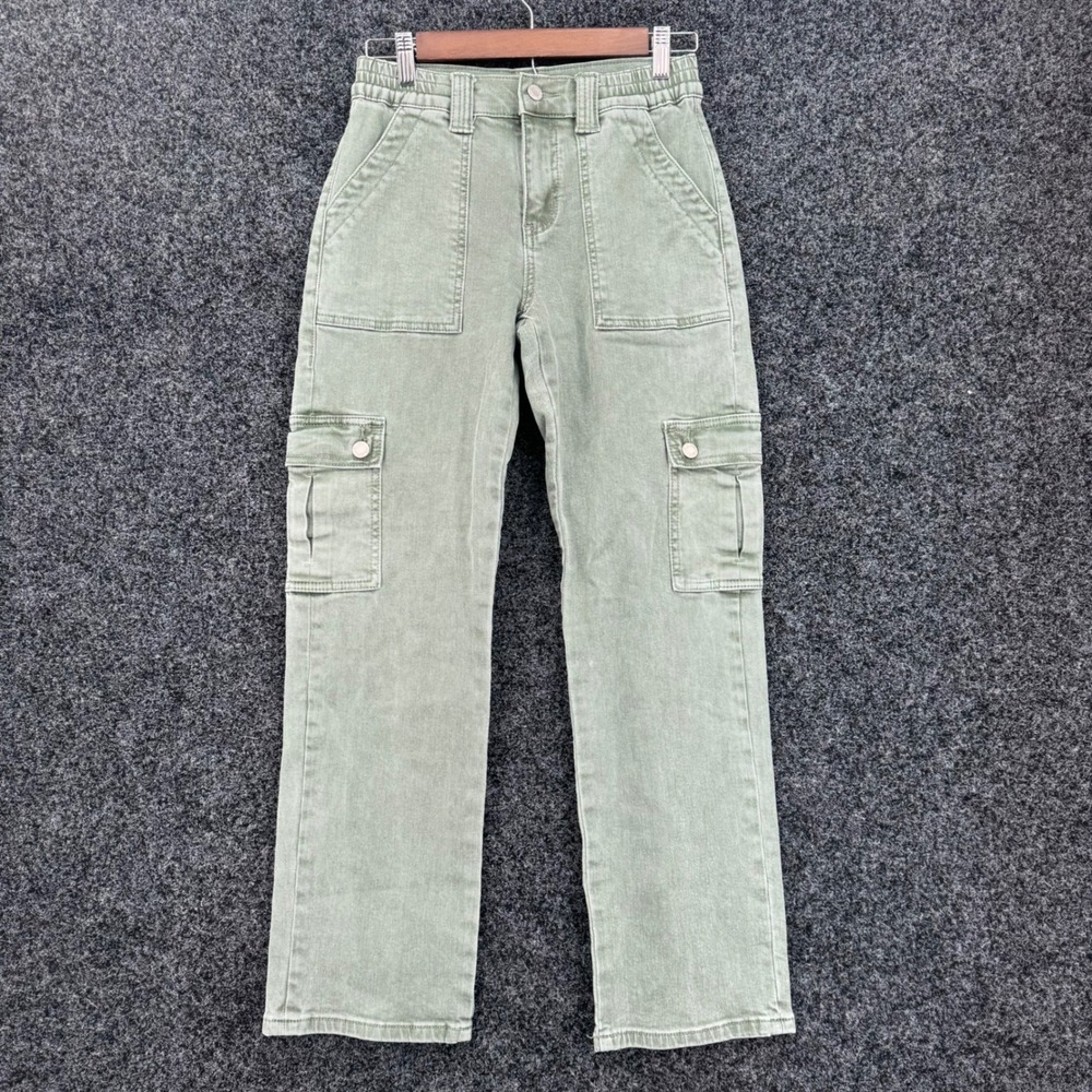 Vervet Los Angeles Sage Green Cargo Pants Straight Leg Denim V3376AG Size 25